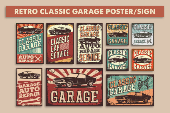 Download Retro Classic Car Service Sign Poster - Service Collection