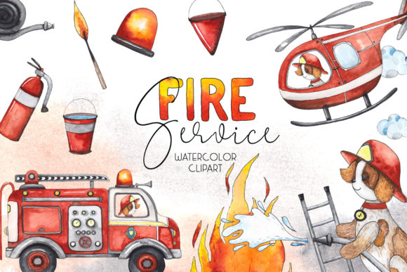 Download Fire Service. Watercolor Clipart - Service Collection