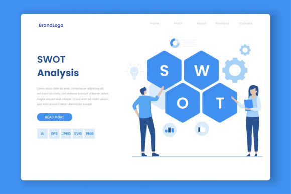 Download SWOT Analysis Flat Vector Landing Page - Swot Collection